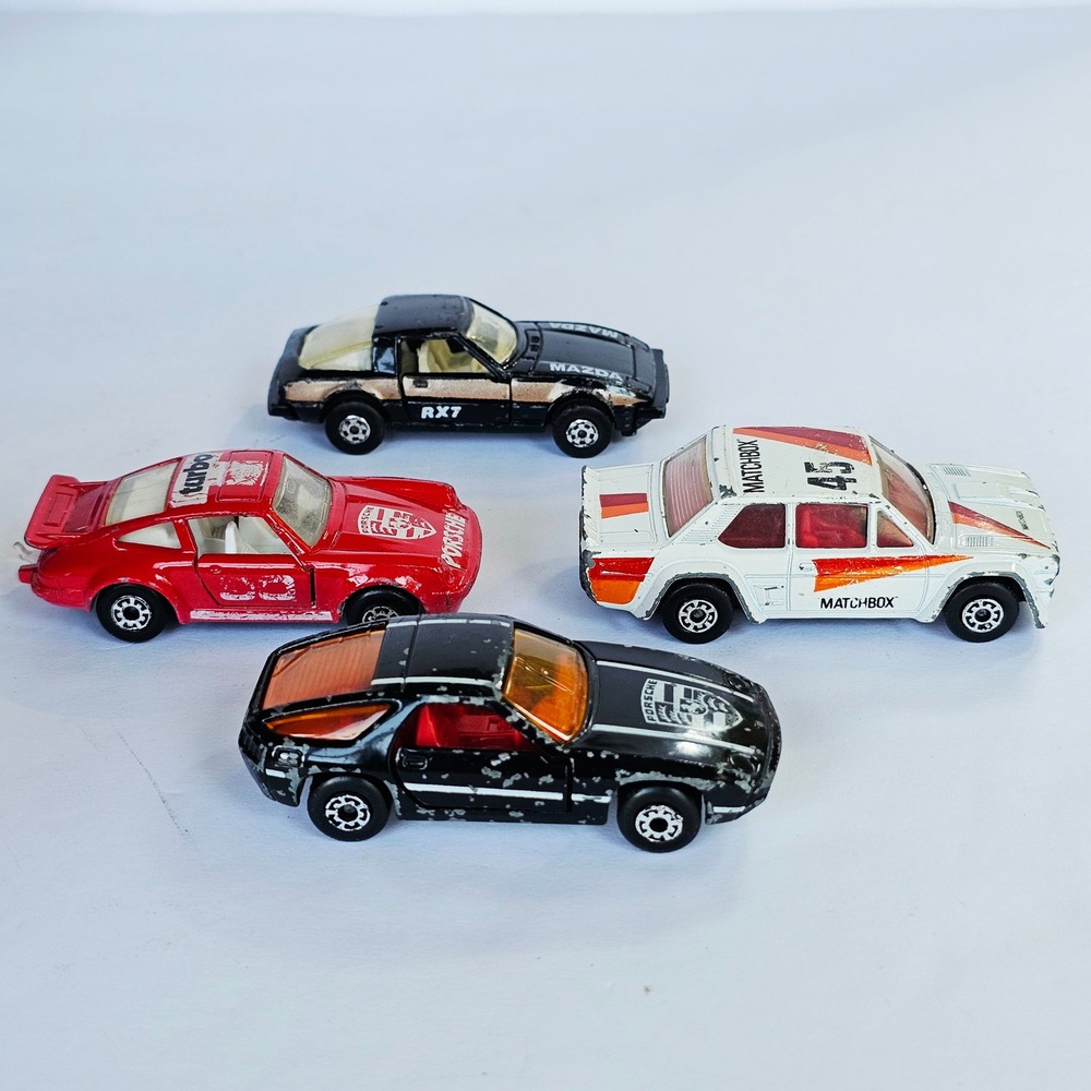 Vintage Matchbox Diecast Car Lot Porsche 924 Turbo Mazda RX7 Fiat Abarth Lesney